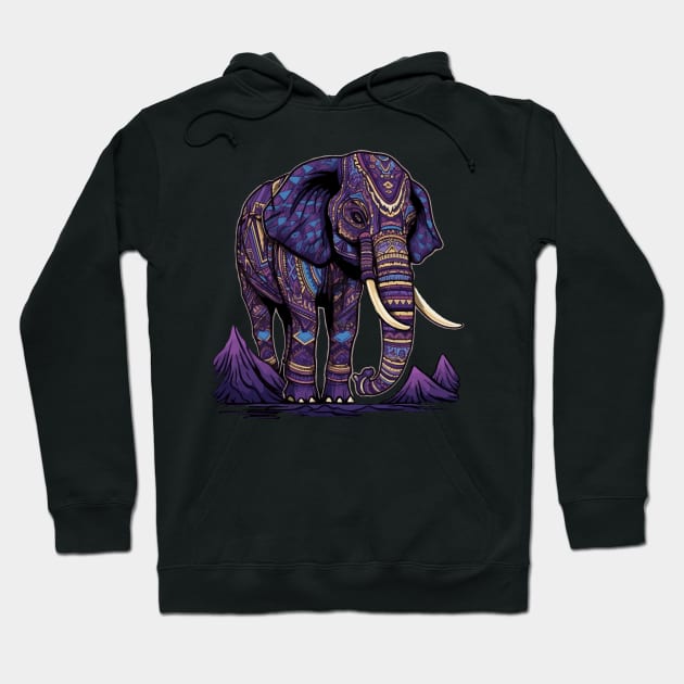 DMT Art Style Elephant Hoodie by Obotan Mmienu